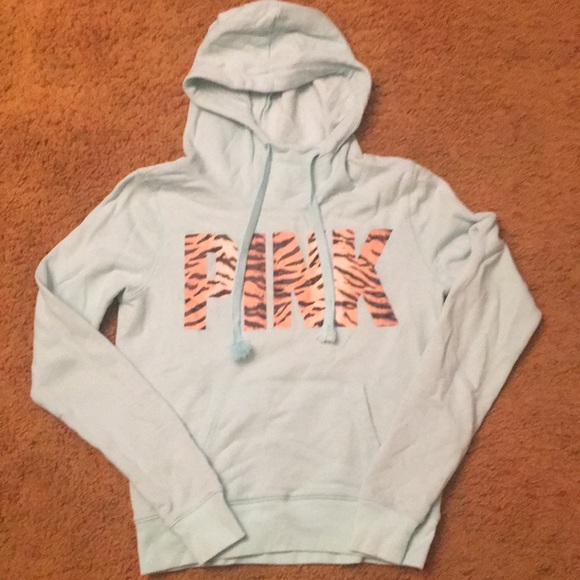 PINK Victoria's Secret Tops - VS Pink Mint Leopard Sweatshirt Hoodie